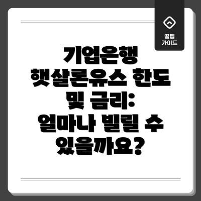기업은행 햇살론유스 한도 및 금리: 얼마나 빌릴 수 있을까요?