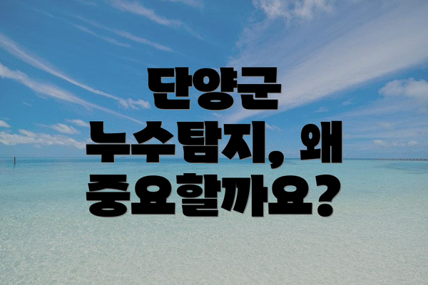 단양군 누수탐지, 왜 중요할까요?