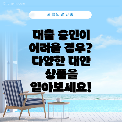 대출 승인이 어려울 경우?  다양한 대안 상품을 알아보세요!