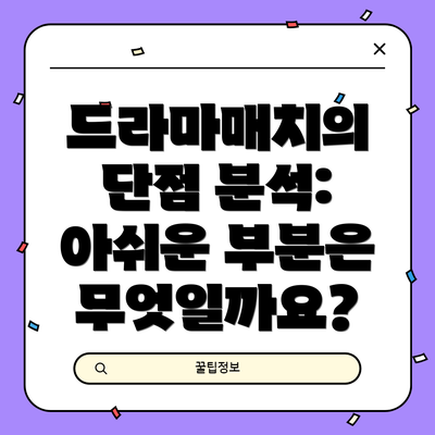 드라마매치의 단점 분석:  아쉬운 부분은 무엇일까요?