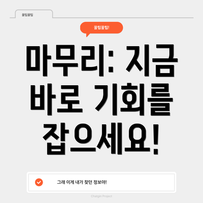 마무리: 지금 바로 기회를 잡으세요!