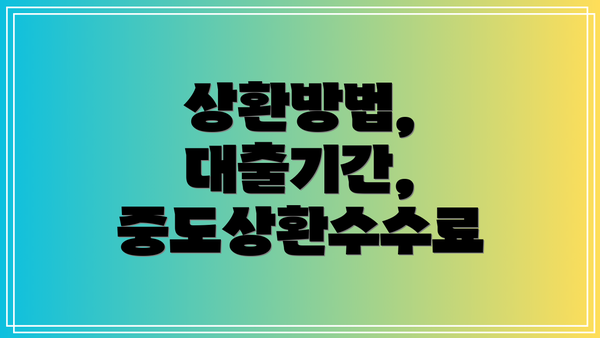 상환방법, 대출기간, 중도상환수수료