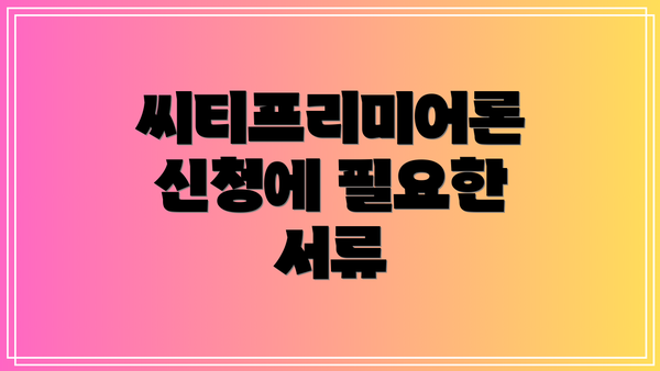 씨티프리미어론 신청에 필요한 서류