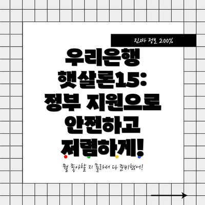 우리은행 햇살론15: 정부 지원으로 안전하고 저렴하게!