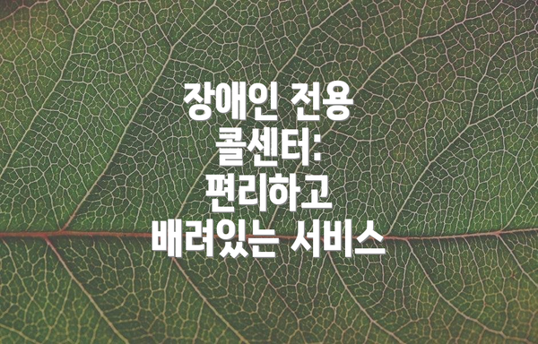 장애인 전용 콜센터: 편리하고 배려있는 서비스