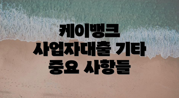 케이뱅크 사업자대출 기타 중요 사항들