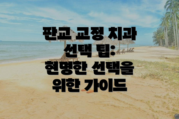 판교 교정 치과 선택 팁: 현명한 선택을 위한 가이드