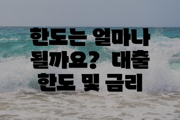 한도는 얼마나 될까요?  대출 한도 및 금리