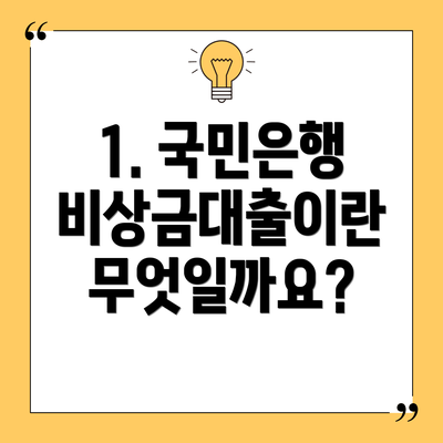 1. 국민은행 비상금대출이란 무엇일까요?