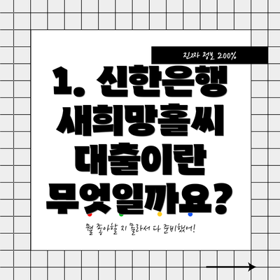 1. 신한은행 새희망홀씨 대출이란 무엇일까요?