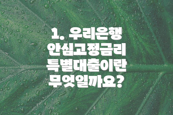 1. 우리은행 안심고정금리 특별대출이란 무엇일까요?