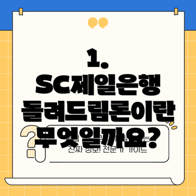 1. SC제일은행 돌려드림론이란 무엇일까요?