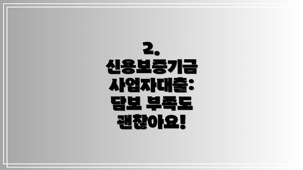 2. 신용보증기금 사업자대출: 담보 부족도 괜찮아요!