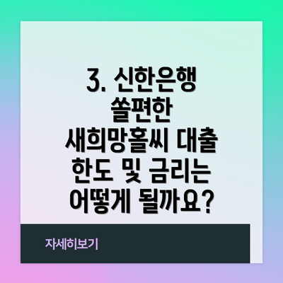 3. 신한은행 쏠편한 새희망홀씨 대출 한도 및 금리는 어떻게 될까요?