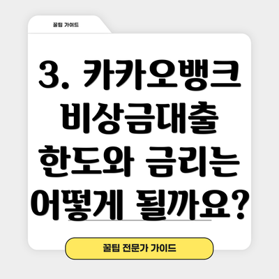 3. 카카오뱅크 비상금대출 한도와 금리는 어떻게 될까요?