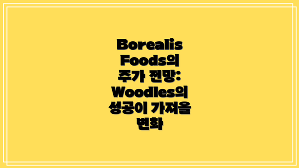 Borealis Foods의 주가 전망: Woodles의 성공이 가져올 변화