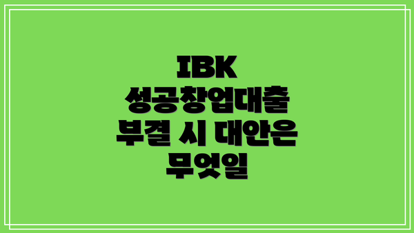 IBK 성공창업대출 부결 시 대안은 무엇일