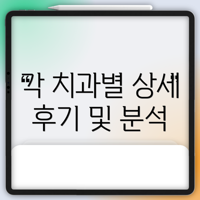 각 치과별 상세 후기 및 분석