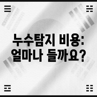 누수탐지 비용: 얼마나 들까요?
