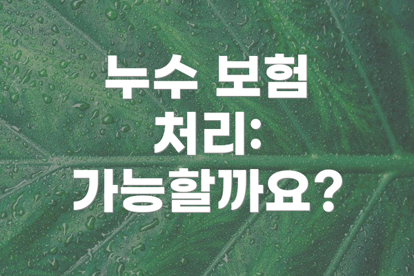 누수 보험 처리: 가능할까요?