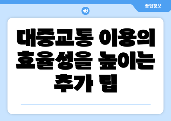 대중교통 이용의 효율성을 높이는 추가 팁