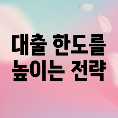 대출 한도를 높이는 전략