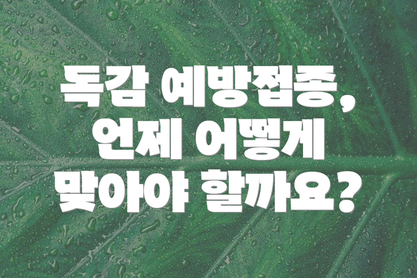 독감 예방접종, 언제 어떻게 맞아야 할까요?