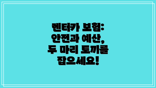 렌터카 보험: 안전과 예산, 두 마리 토끼를 잡으세요!