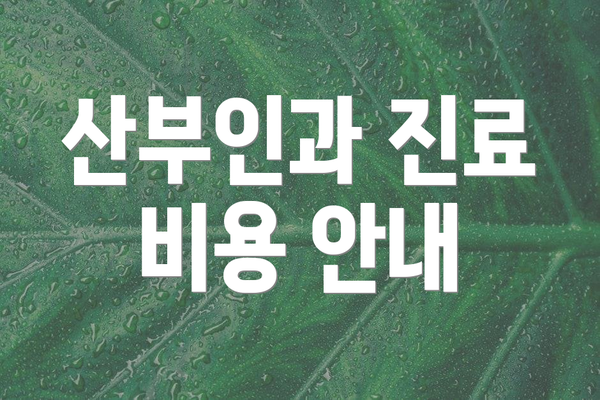 산부인과 진료 비용 안내