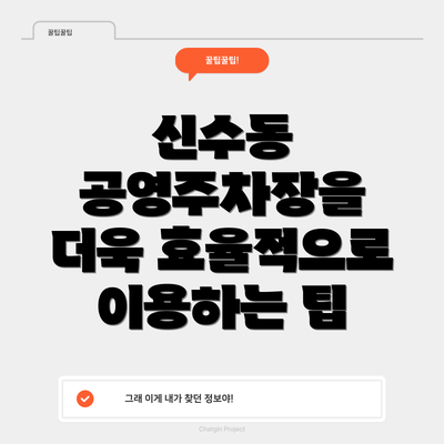 신수동 공영주차장을 더욱 효율적으로 이용하는 팁