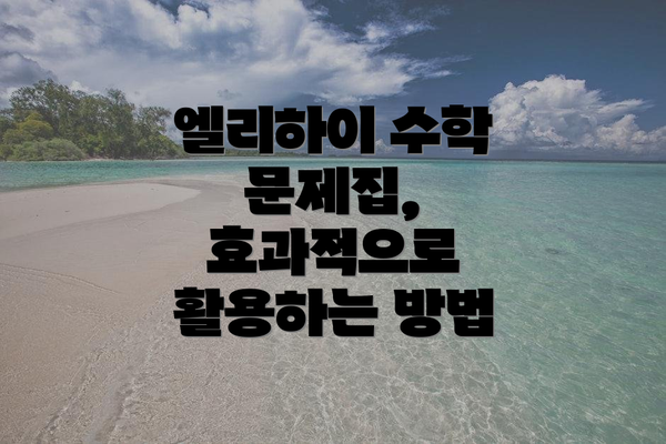 엘리하이 수학 문제집, 효과적으로 활용하는 방법