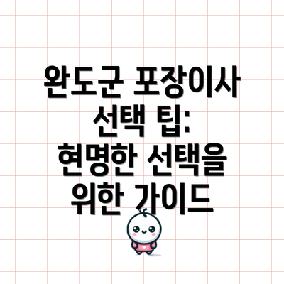 완도군 포장이사 선택 팁: 현명한 선택을 위한 가이드