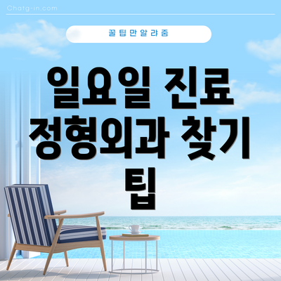 일요일 진료 정형외과 찾기 팁
