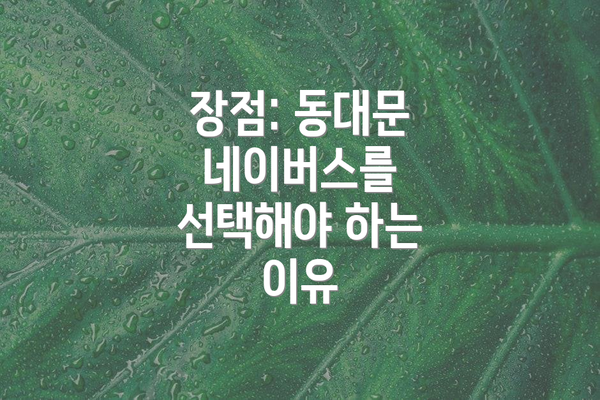 장점: 동대문 네이버스를 선택해야 하는 이유