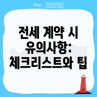 전세 계약 시 유의사항: 체크리스트와 팁