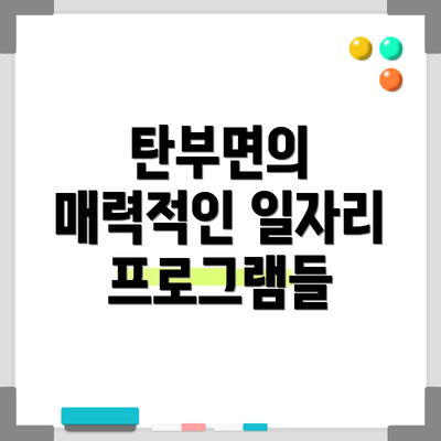 탄부면의 매력적인 일자리 프로그램들