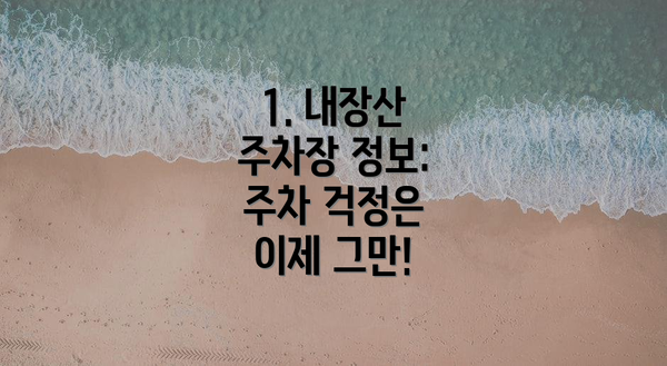 1. 내장산 주차장 정보: 주차 걱정은 이제 그만!