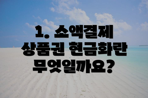 1. 소액결제 상품권 현금화란 무엇일까요?
