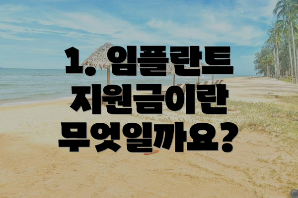 1. 임플란트 지원금이란 무엇일까요?
