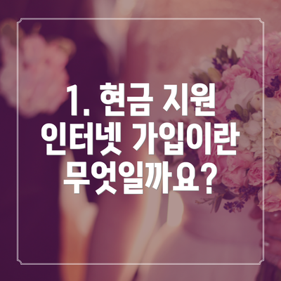 1. 현금 지원 인터넷 가입이란 무엇일까요?