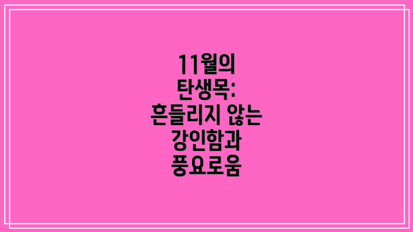 11월의 탄생목: 흔들리지 않는 강인함과 풍요로움