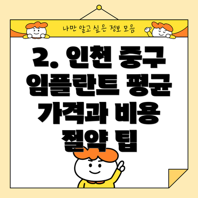 2. 인천 중구 임플란트 평균 가격과 비용 절약 팁