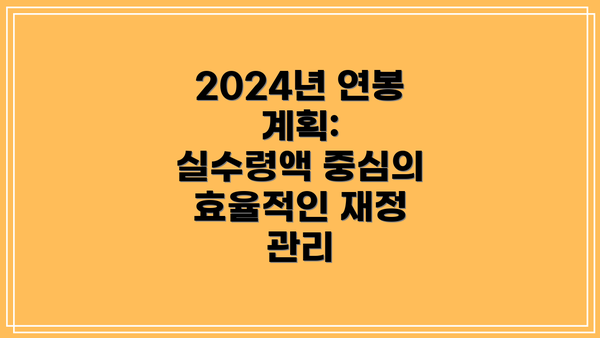 2024년 연봉 계획:  실수령액 중심의 효율적인 재정 관리