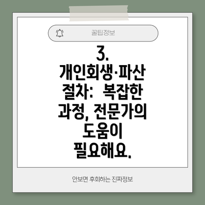 3. 개인회생·파산 절차:  복잡한 과정, 전문가의 도움이 필요해요.