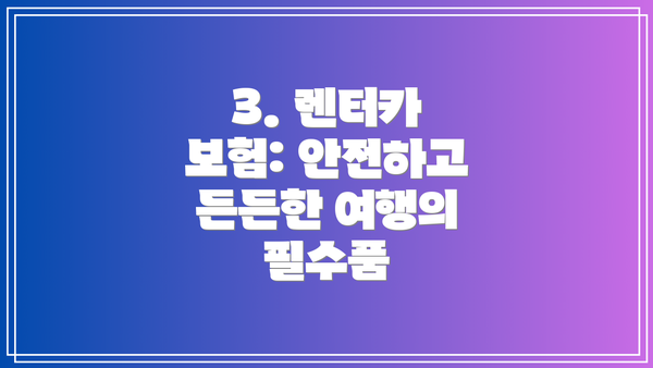 3. 렌터카 보험: 안전하고 든든한 여행의 필수품