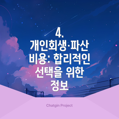 4. 개인회생·파산 비용: 합리적인 선택을 위한 정보