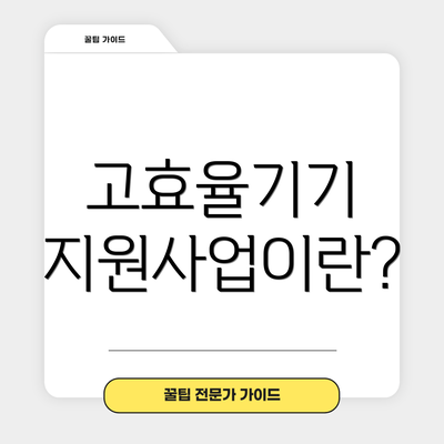 고효율기기 지원사업이란?