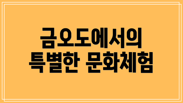 금오도에서의 특별한 문화체험