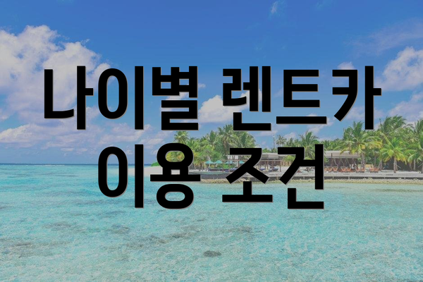 나이별 렌트카 이용 조건