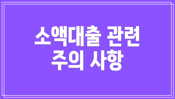 소액대출 관련 주의 사항